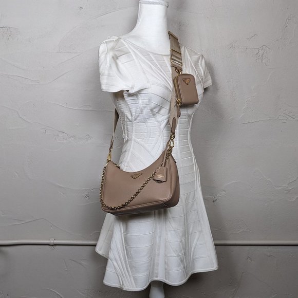 Prada Cream Tan Crossbody Bag with Gold Chain - Picture 15 of 15